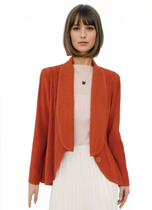 One Button Big Collar Jacket - JK1321  Orange Rust